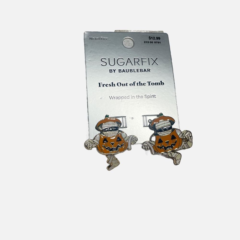 Sugarfix by Baublebar Halloween Mummy Pumpkin Earrings Fresh Out of the Tomb NEW